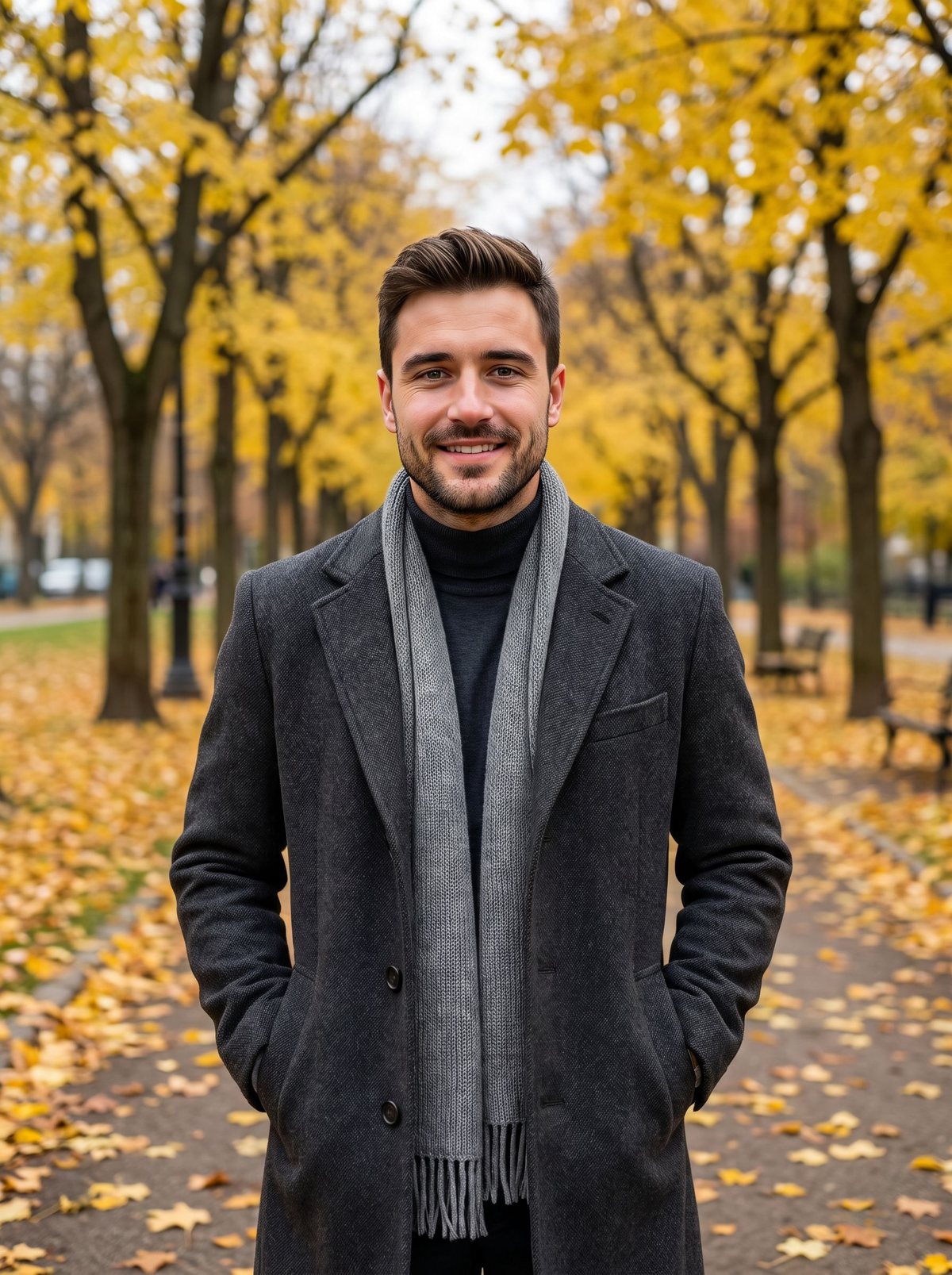 Мужская ИИ-фотосессия «В осеннем парке» — пример